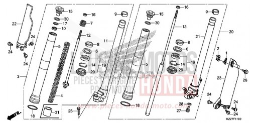 FOURCHETTE AVANT CRF250RLAK de 2019